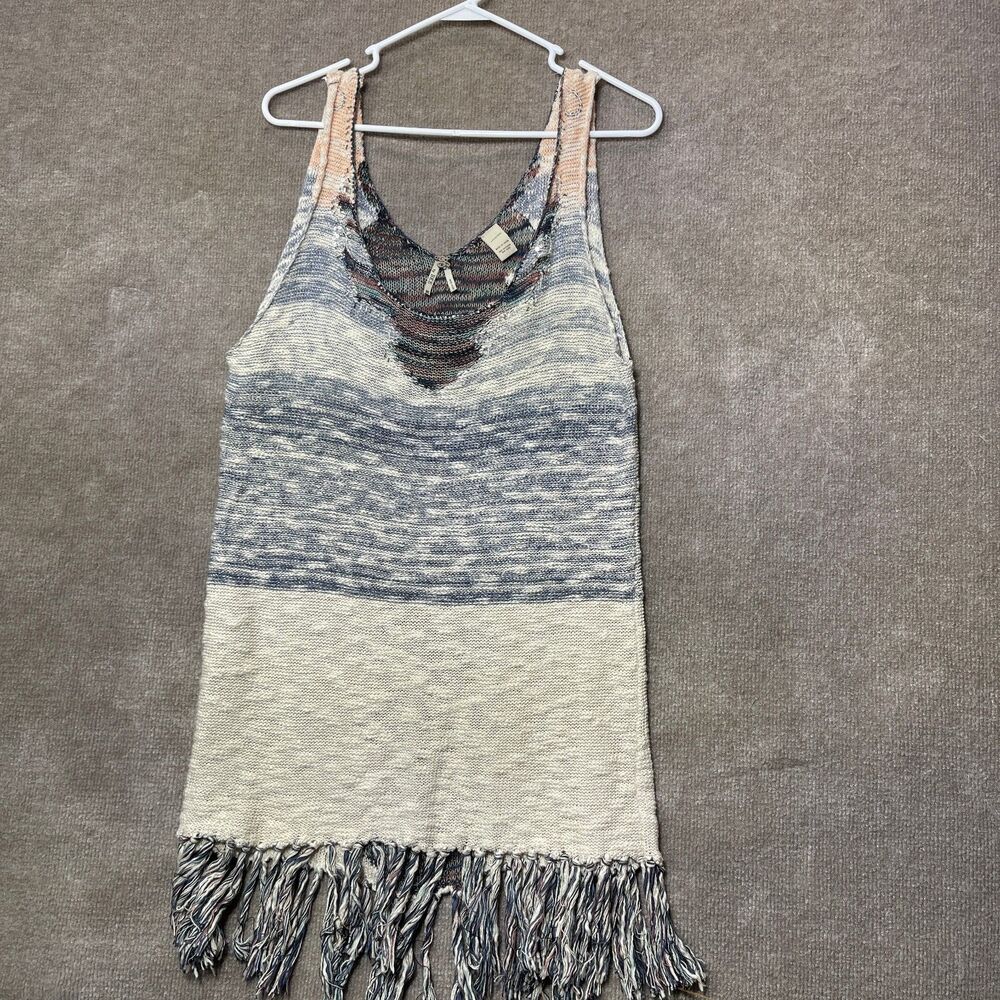 BKE Sweater Dress Womens M Fringe Boho Festival Knit Beach Hippie Coastal Sequin